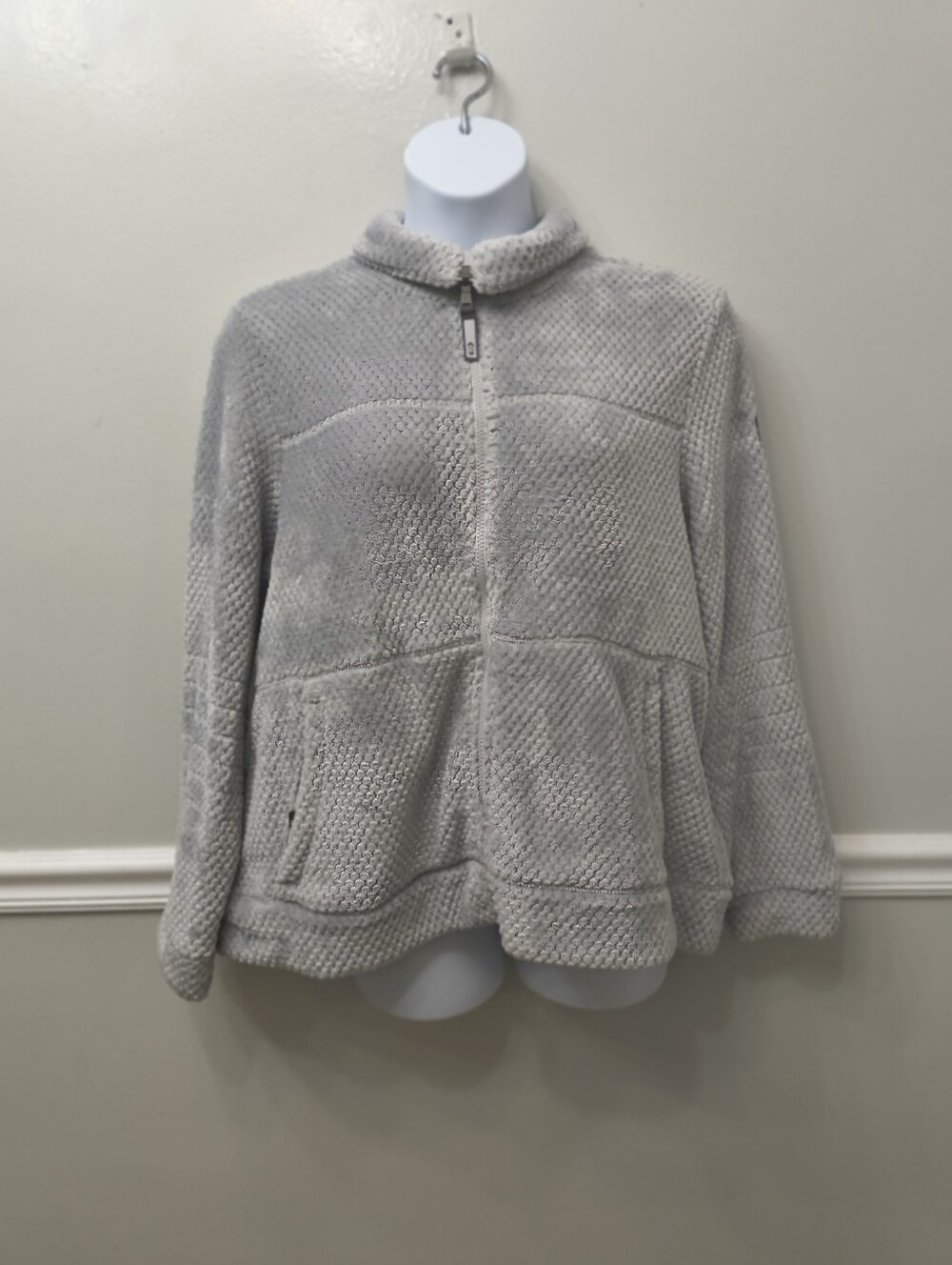 Free Country Womens Mosaic Butter Pile Full-Zip Jacket Silver XXL Layering Fall